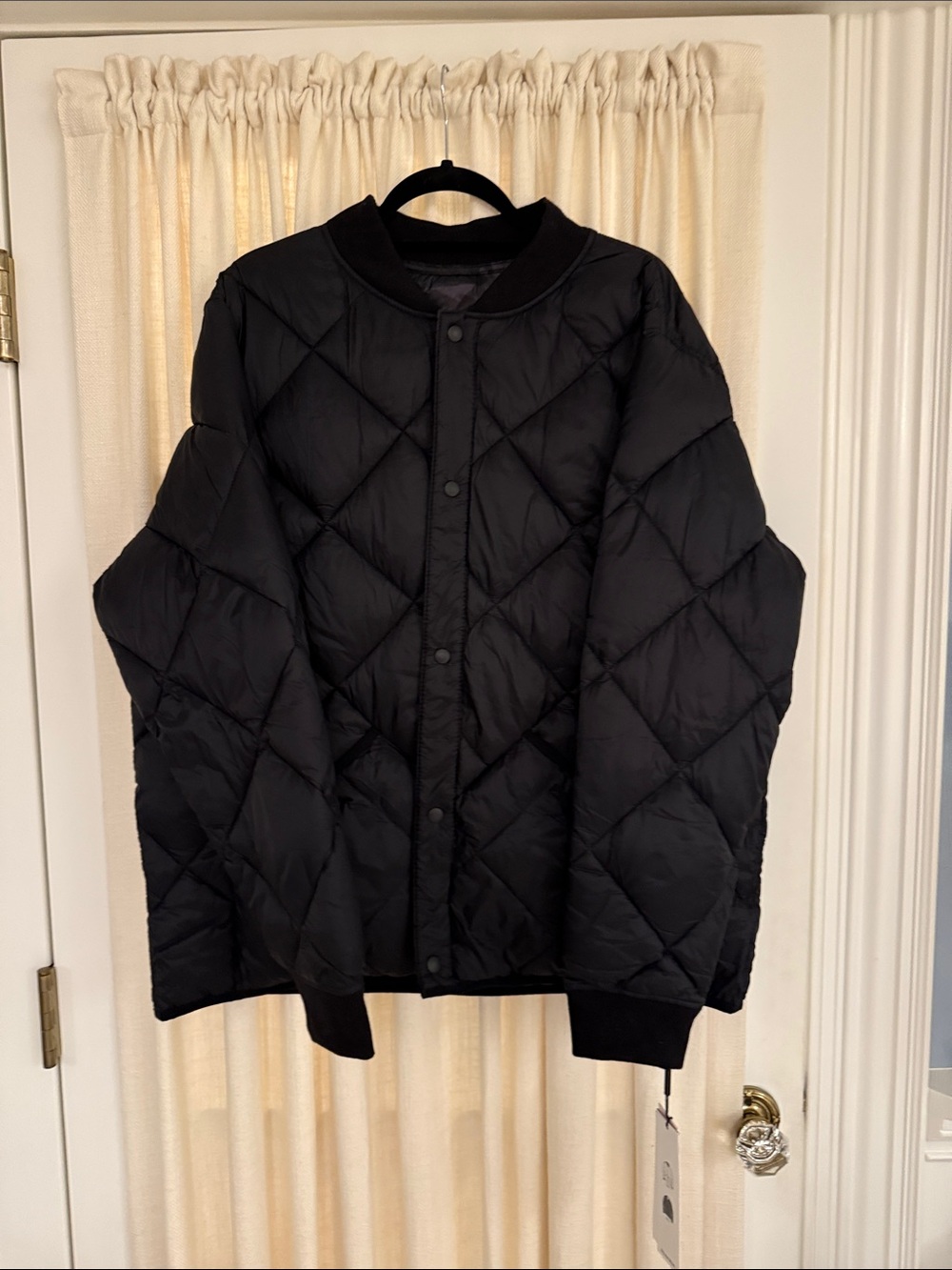 Black Quilted Bomber Jacket - Men's Lightweight Coat